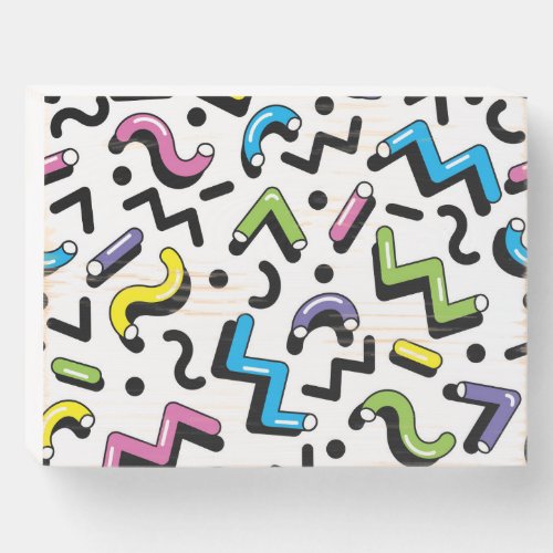 Geometric Play Doodle Shapes Pattern Wooden Box Sign