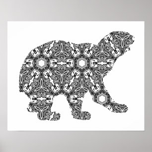 Geometric Polar Bear Art Adult Coloring Page Poster