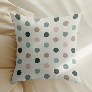 Geometric polka dot pattern in blue and pink tones throw pillow