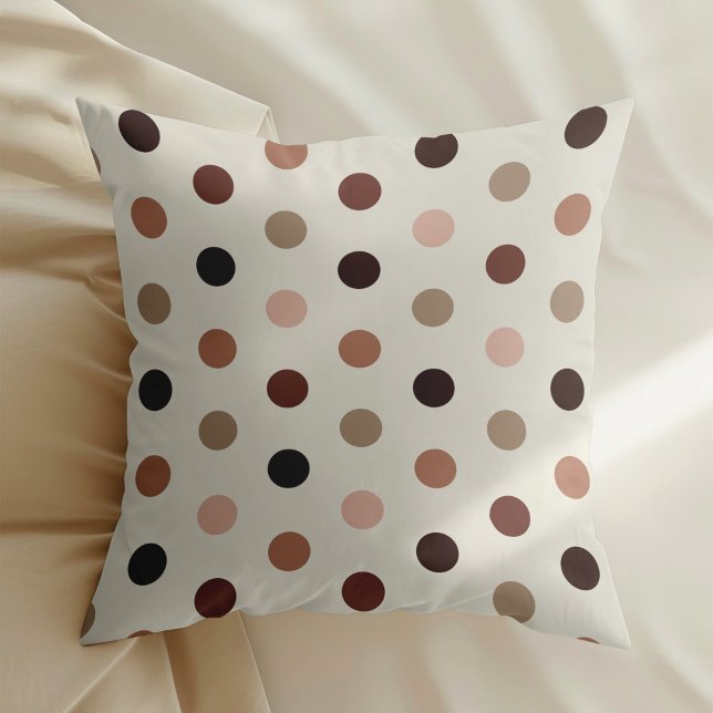 Geometric polka dot pattern in brown tones throw pillow (Creator Uploaded)