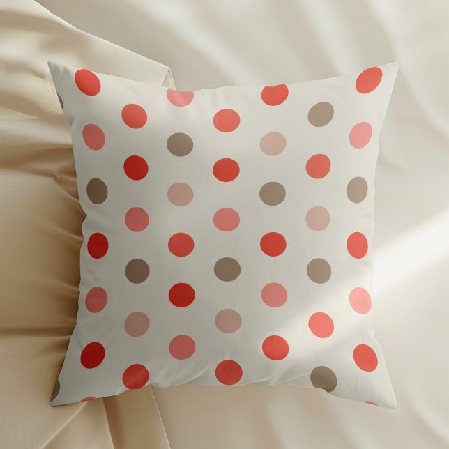 Geometric polka dot pattern in red and pink tones throw pillow (Creator Uploaded)