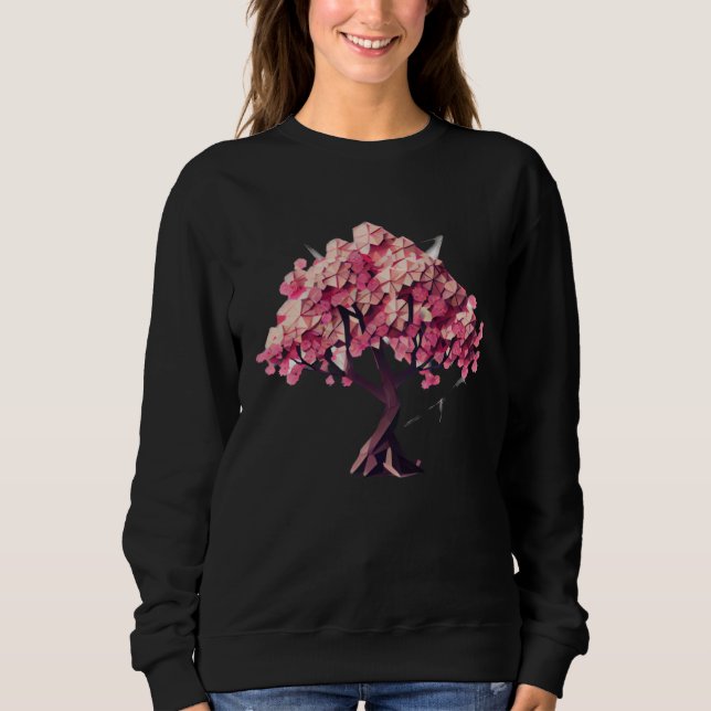 geometric poly vector Blossom into Spring Cherry B Sweatshirt (Front)