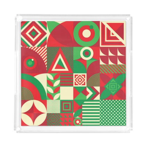 Geometric Pop Colorful Abstract Tiles Acrylic Tray