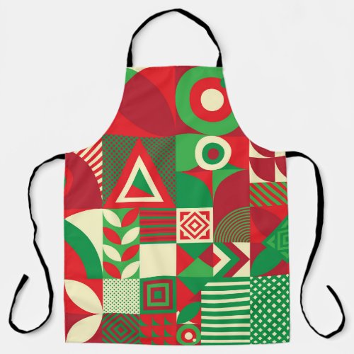 Geometric Pop Colorful Abstract Tiles Apron