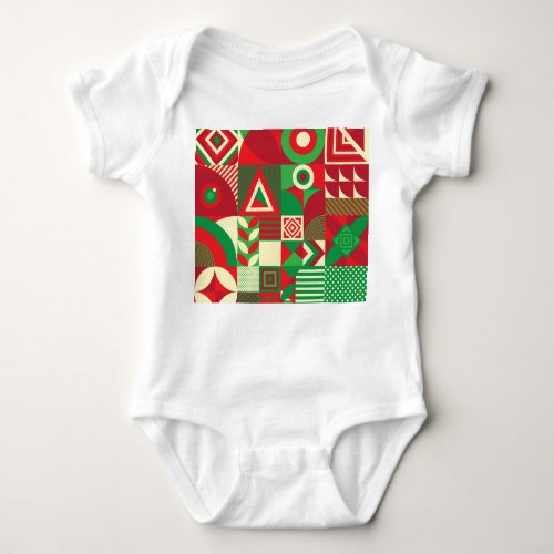 Geometric Pop Colorful Abstract Tiles Baby Bodysuit
