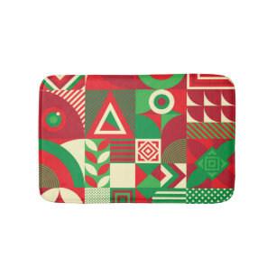 Geometric Pop: Colorful Abstract Tiles. Bath Mat