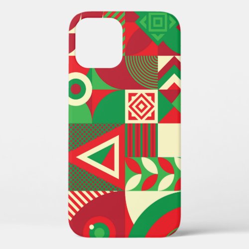 Geometric Pop Colorful Abstract Tiles iPhone 12 Case