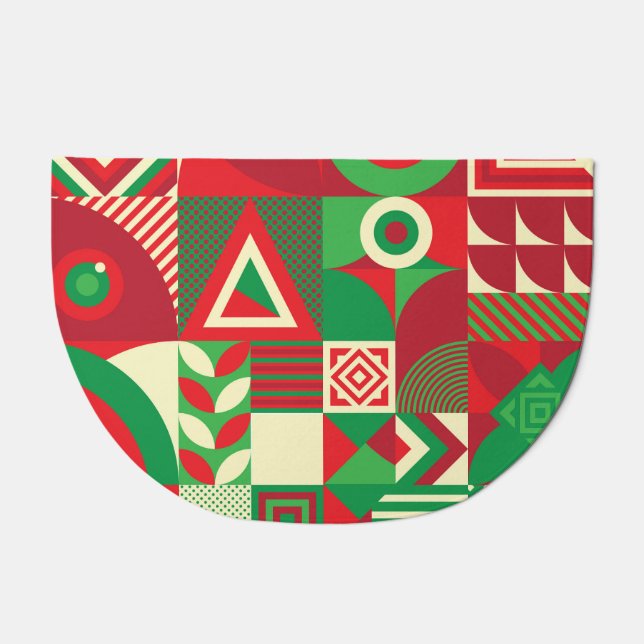 Geometric Pop: Colorful Abstract Tiles. Doormat (Front)