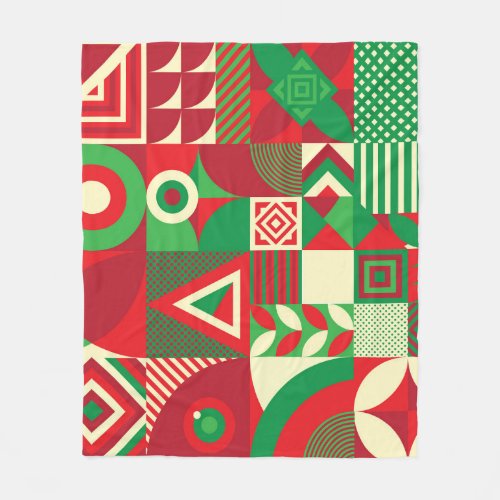 Geometric Pop Colorful Abstract Tiles Fleece Blanket