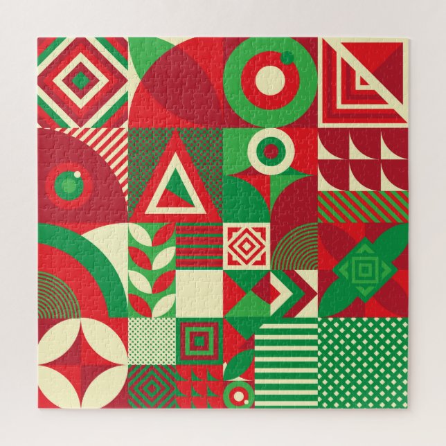 Geometric Pop: Colorful Abstract Tiles. Jigsaw Puzzle (Vertical)
