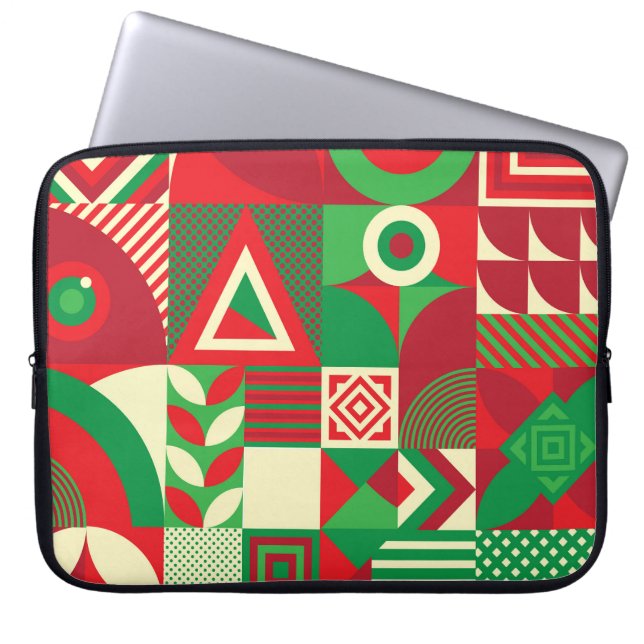 Geometric Pop: Colorful Abstract Tiles. Laptop Sleeve (Front)
