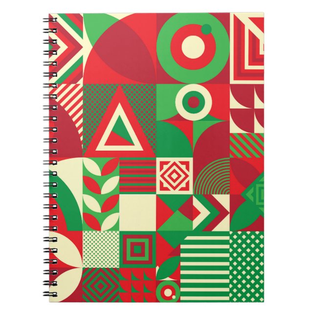 Geometric Pop: Colorful Abstract Tiles. Notebook (Front)