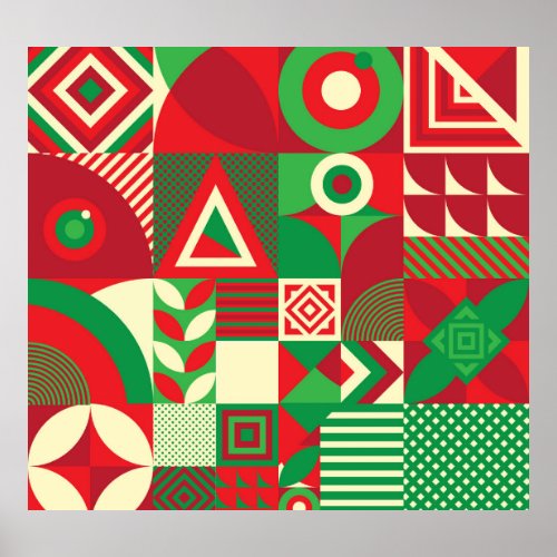 Geometric Pop Colorful Abstract Tiles Poster