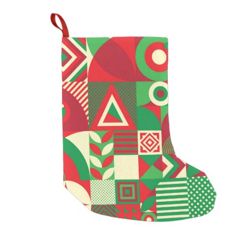 Geometric Pop Colorful Abstract Tiles Small Christmas Stocking