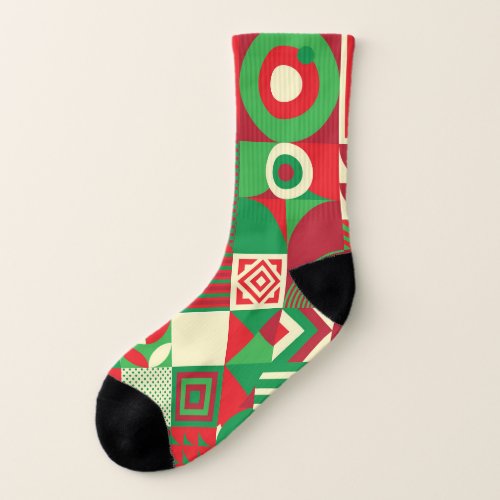 Geometric Pop Colorful Abstract Tiles Socks