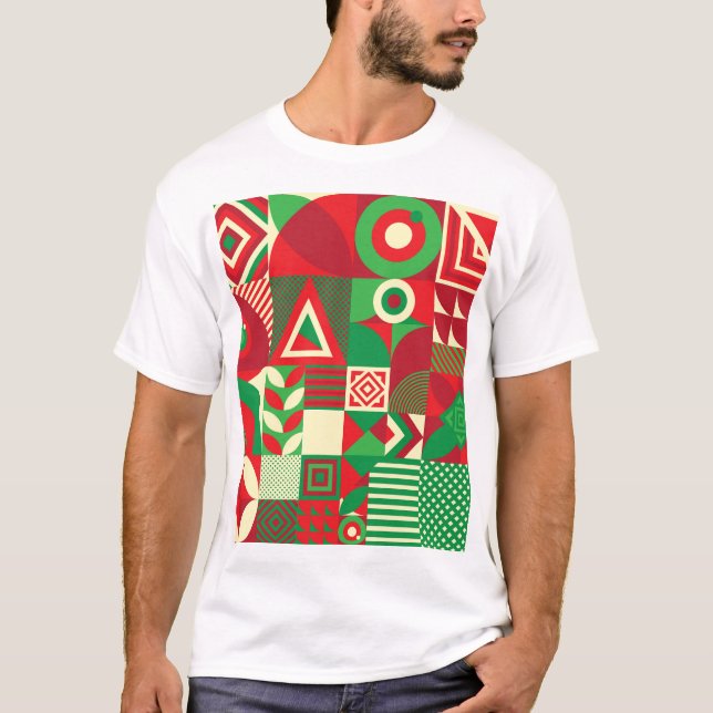 Geometric Pop: Colorful Abstract Tiles. T-Shirt (Front)