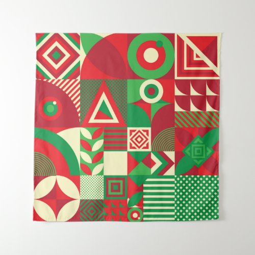 Geometric Pop Colorful Abstract Tiles Tapestry