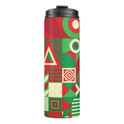 Geometric Pop Colorful Abstract Tiles Thermal Tumbler