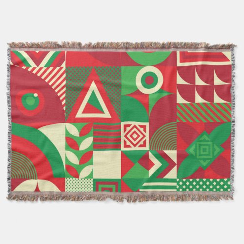 Geometric Pop Colorful Abstract Tiles Throw Blanket