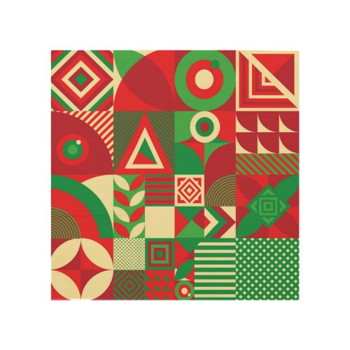 Geometric Pop Colorful Abstract Tiles Wood Wall Art