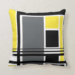 Geometric Post Modern Gray Yellow Throw Pillow