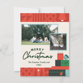Geometric Presents "Merry Christmas" Card 2 Photos