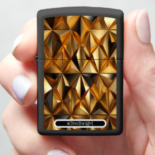 Geometric Prestige Gold Black Monogram Zippo Lighter