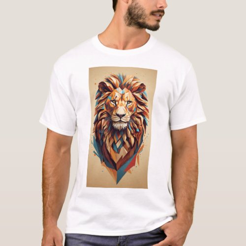 Geometric Pride Fusion _ Modern Lion Designs for M T_Shirt