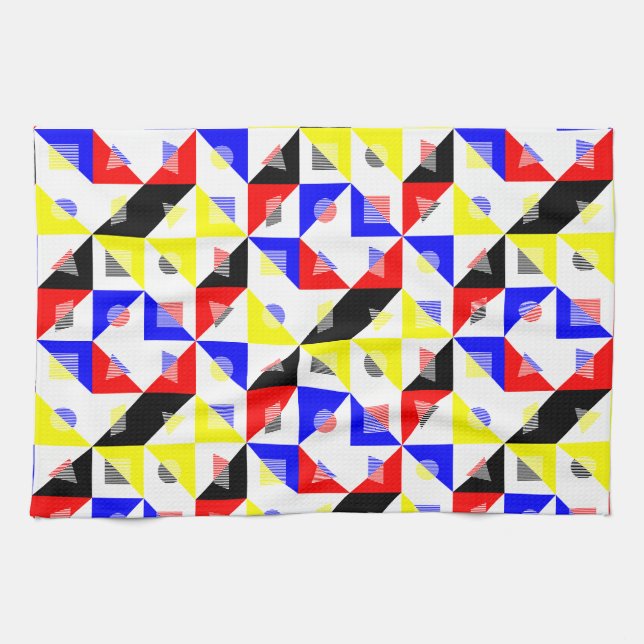 Geometric Primary Bauhaus Kitchen Towel (Horizontal)