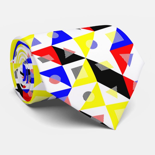 Geometric Primary Bauhaus Neck Tie (Rolled)