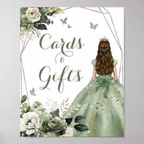 Geometric Princess Sage Green XV Aos Cards Gifts Poster