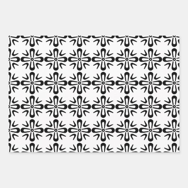 Geometric print Wrapping Paper Sheets Set of 3 (Front)