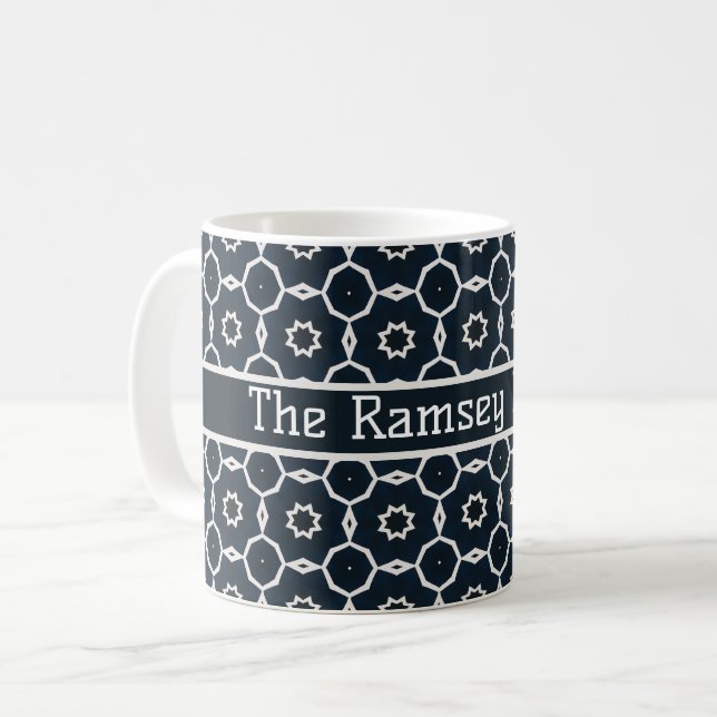 Geometric printed personalized coffee mug (Front Left)