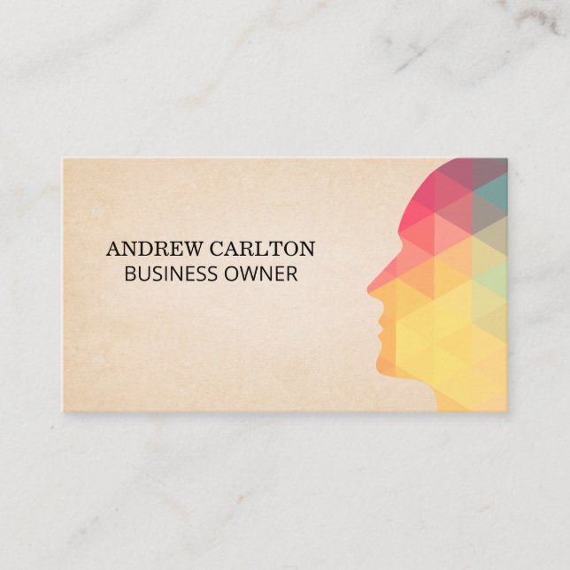 Geometric Profile Paper Texture Background Business Card (Front)