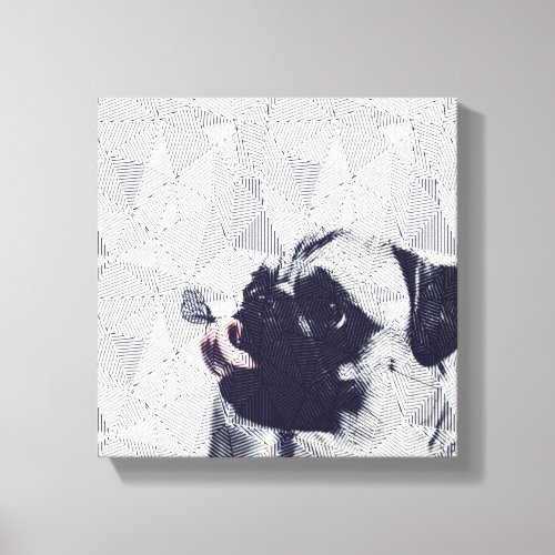 Geometric pug with butterfly on tongue art canvas