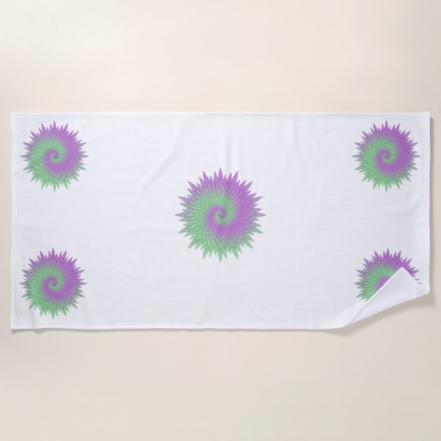 Geometric Purple and Green Beach Towel (Front)