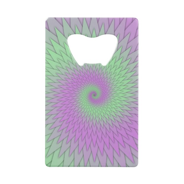 Geometric Purple and Green Credit Card Bottle Opener (Front)