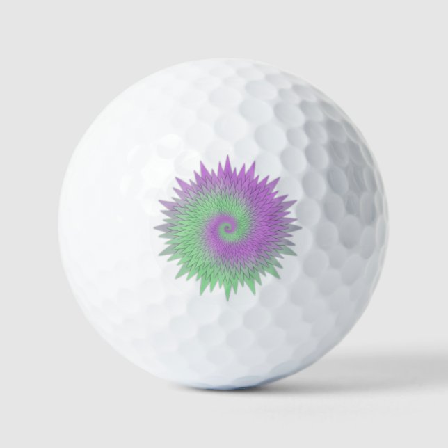 Geometric Purple and Green Golf Balls (Front)
