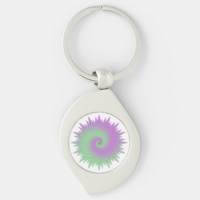 Geometric Purple and Green Keychain (Front)