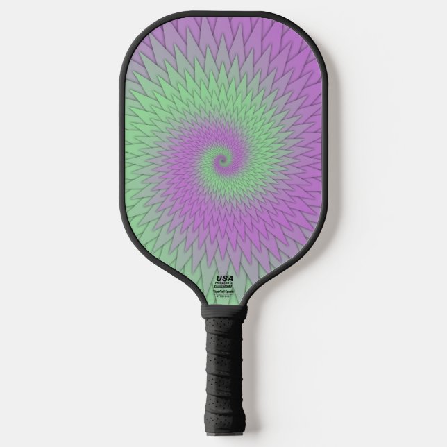 Geometric Purple and Green Pickleball Paddle (Front)
