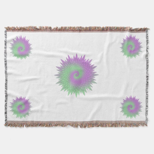 Geometric Purple and Green Throw Blanket (Front)