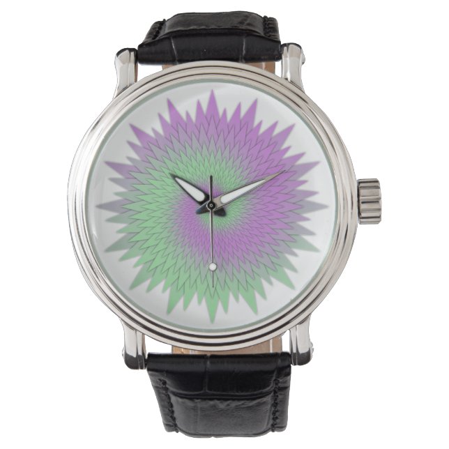 Geometric Purple and Green Watch (Front)