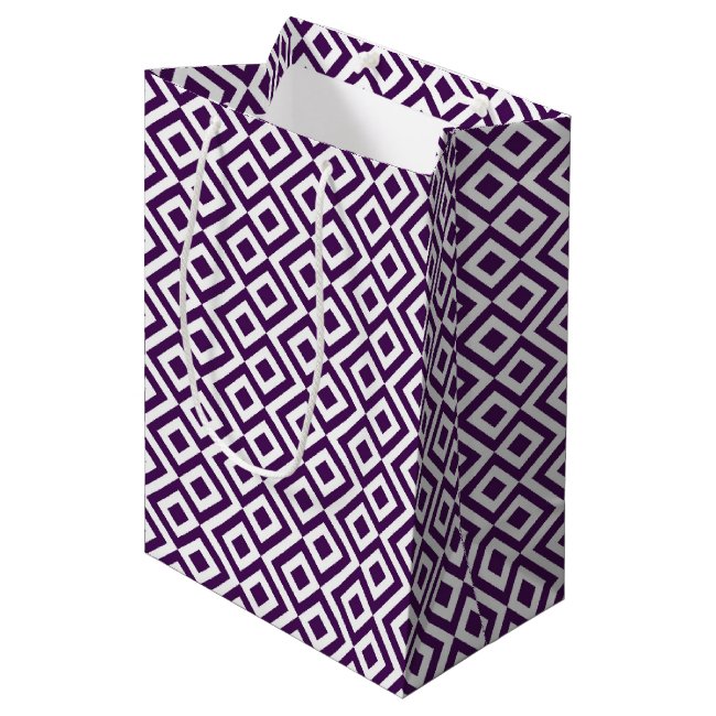 Geometric Purple and White Meander Gift Bag
