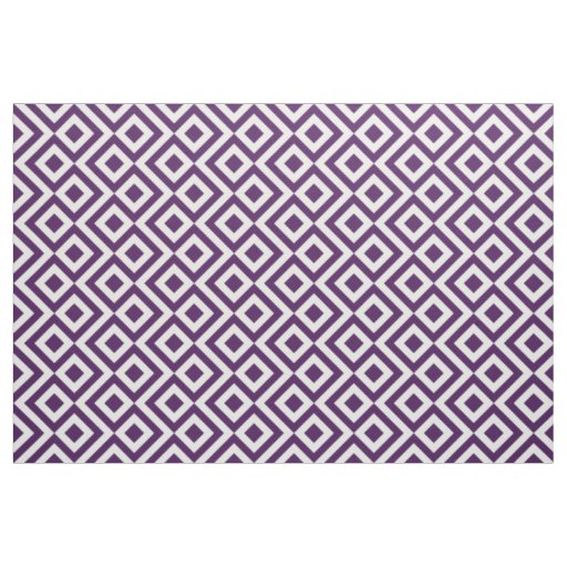 Geometric Purple and White Meander Pattern Fabric