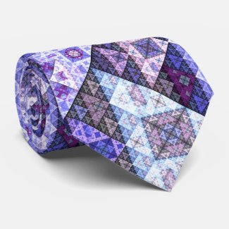 Geometric Purple Blue Pattern Tie