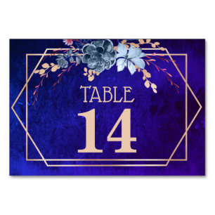 Geometric Purple Floral Wedding Table Number Card