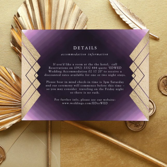 Geometric Purple Gold Foil Wedding Enclosure Card (Creator Uploaded)