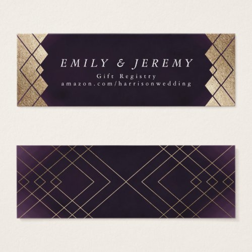 Geometric Purple Gold Gatsby Wedding