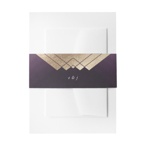 Geometric Purple Gold Gatsby Wedding Invitation Belly Band