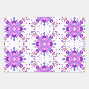 Geometric Purple Pink Blue Pattern Wrapping Paper Sheets